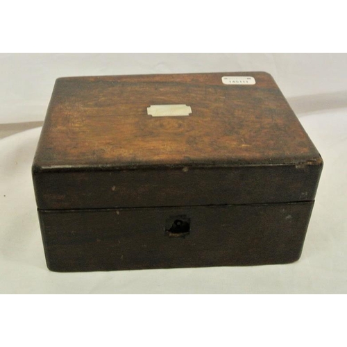 48 - Edwardian rosewood stationary box with mother of pearl inset