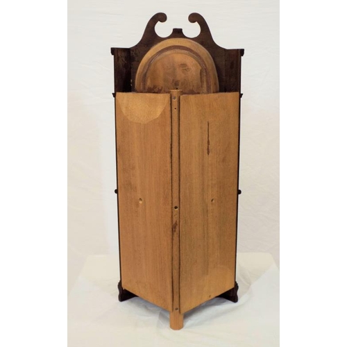 13 - Apprentice model mahogany corner cabinet with shaped shelving, scroll arch frieze, glazed door, bras... 