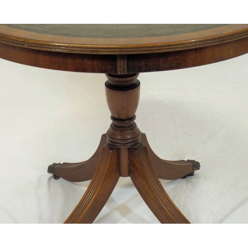 6 - Edwardian design round occasional or coffee table with vase shaped column, on reeded quadrapod with ... 