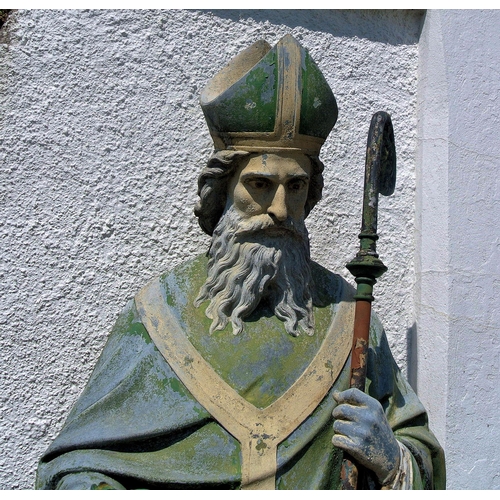 127 - Life-size cast metal figure of St Patrick with sceptre