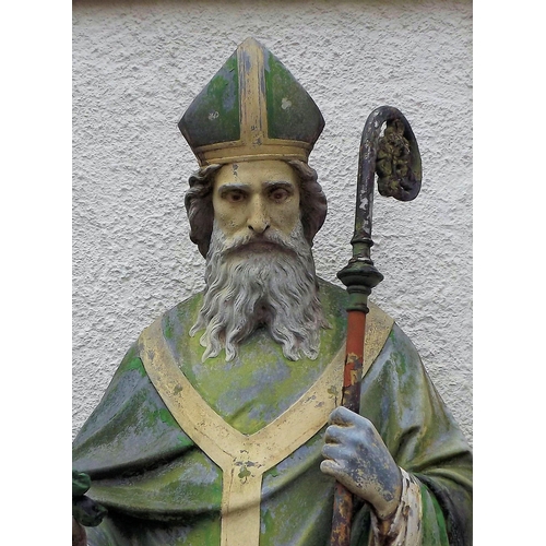 127 - Life-size cast metal figure of St Patrick with sceptre