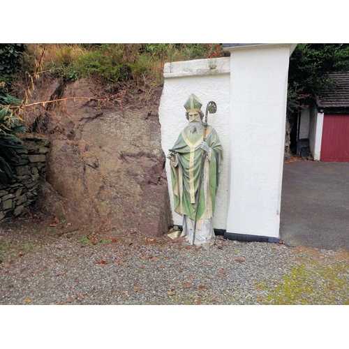 127 - Life-size cast metal figure of St Patrick with sceptre