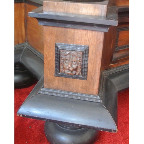 150 - Large French cabinet with foliate and cherub carved decoration, and columns, shelved interior, two d... 