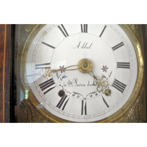 270 - Dutch longcase clock with ornate figured and foliate decorated framed enamel dial, ornate foliate de... 