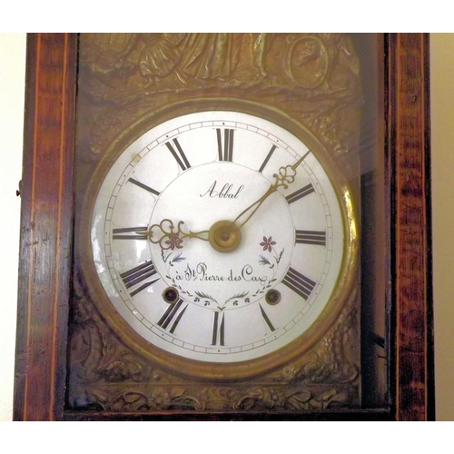 270 - Dutch longcase clock with ornate figured and foliate decorated framed enamel dial, ornate foliate de... 