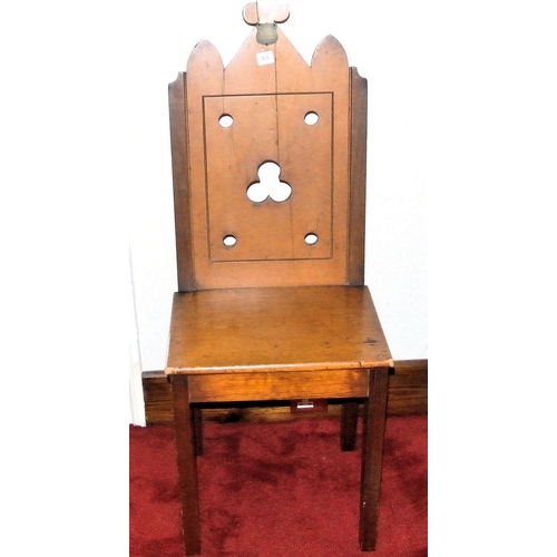 69 - Edwardian hall chair with railed back on shaped legs