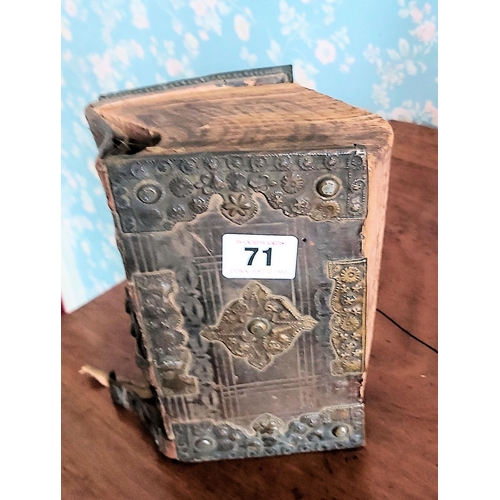 71 - Leather bound old Lutheran bible H 20cm