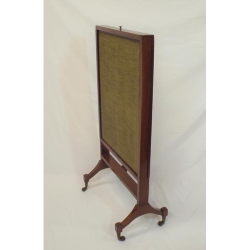 24 - Edwardian mahogany framed triple screen with pull out panels, on bracket feet with casters