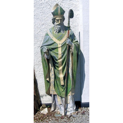 210 - Life-size cast metal figure of St Patrick with sceptre