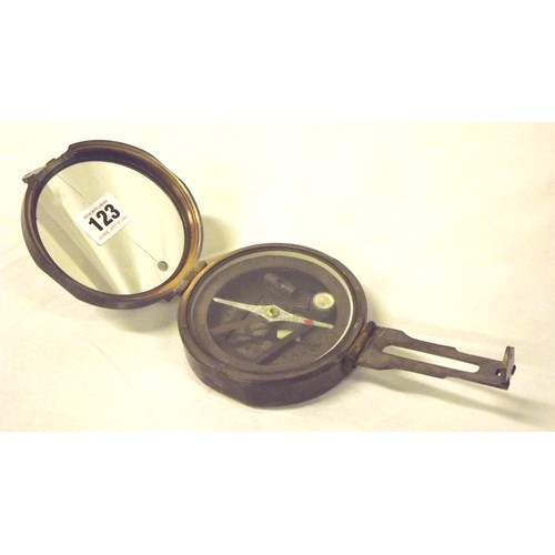 218 - Mariners hand held folding compass with mirrored back, stamped 'Stanley, London'