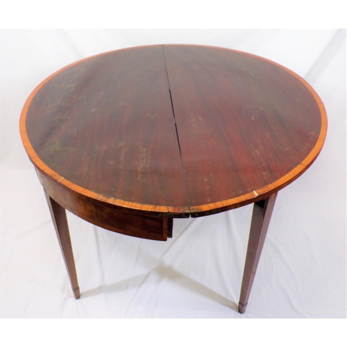 125 - Georgian inlaid and crossbanded mahogany
demi-lune card table with fold-over top, gateleg support, i... 