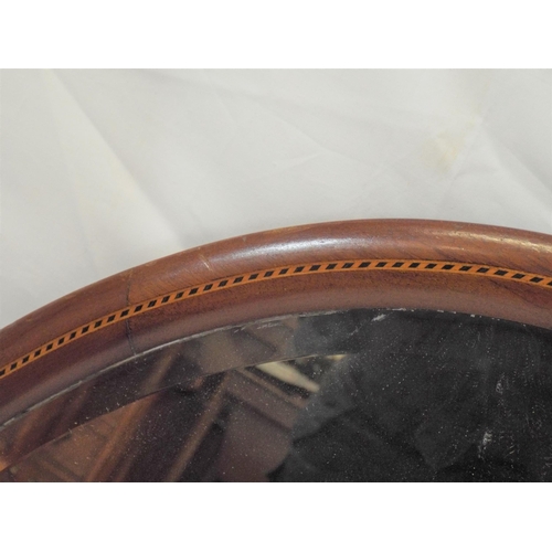 148 - Edwardian inlaid mahogany framed oval wall mirror