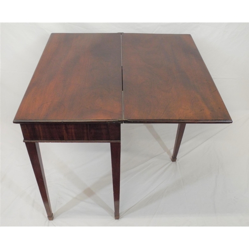 170 - Georgian mahogany tea table with fold-over top, pull-out gateleg support, on square tapering legs wi... 