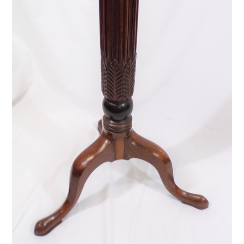 171 - Victorian mahogany torchere or plant stand with raised rim, reeded foliate decorated column, on hipp... 