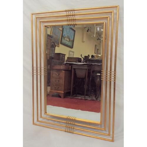 179 - Art Deco style bevelled glass gilt framed wall mirror with triple frame