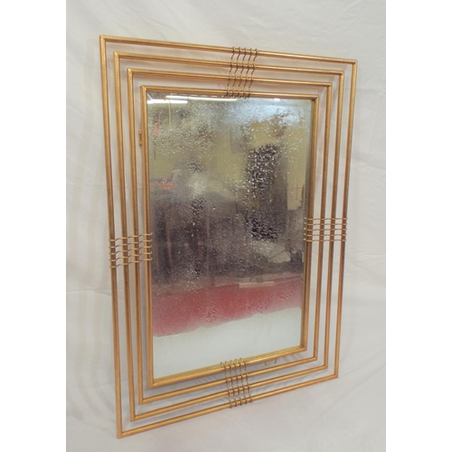 179 - Art Deco style bevelled glass gilt framed wall mirror with triple frame