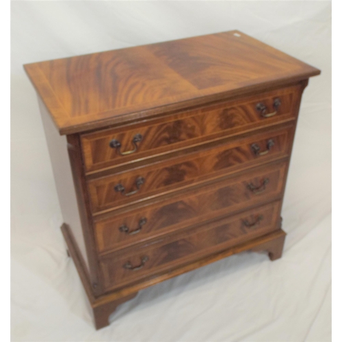 185 - Edwardian inlaid and crossbanded mahogany chest of 4 drawers of graduating sizes with reeded borders... 