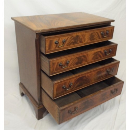 185 - Edwardian inlaid and crossbanded mahogany chest of 4 drawers of graduating sizes with reeded borders... 