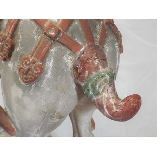 189 - Ornate terracotta figure of a horse on oblong stand