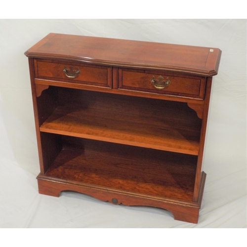 19 - Inlaid yew low bookcase with drawers and adjustable shelving