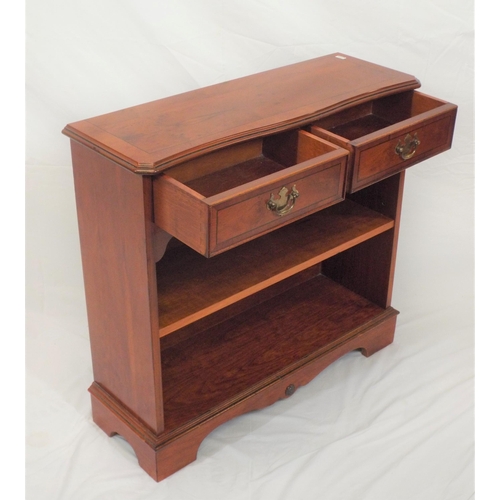 19 - Inlaid yew low bookcase with drawers and adjustable shelving