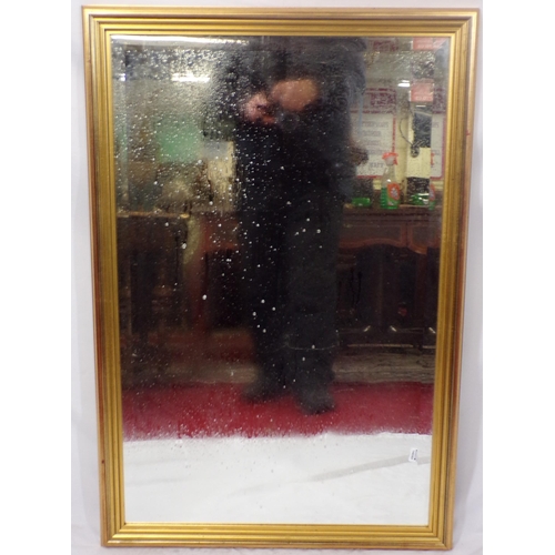 196 - Long bevelled glass wall mirror with gilt frame