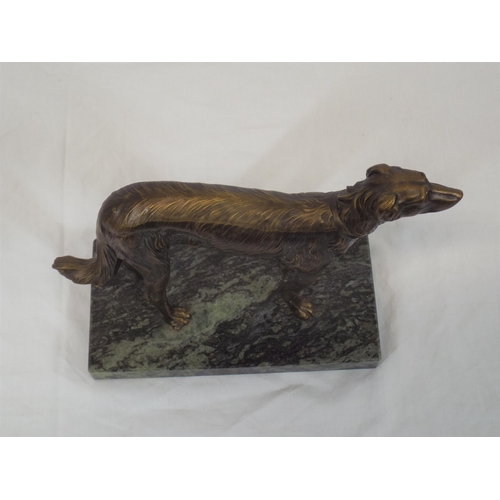 197 - Bronzed ornament of a dog on oblong base