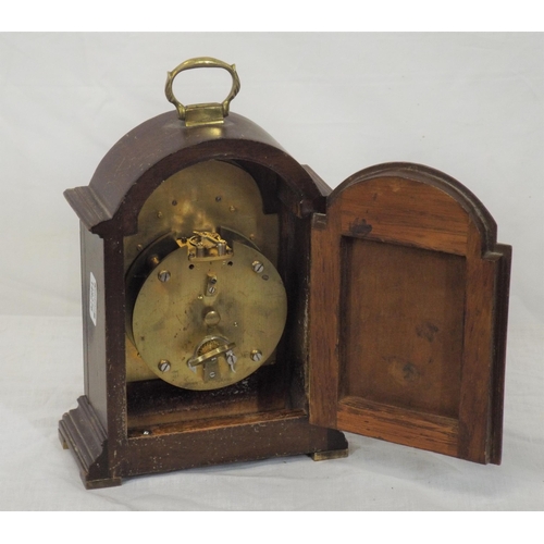 222 - Edwardian mahogany cased domed bracket clock with ormolu mounts and silvered dial, stamped Chas. Fro... 