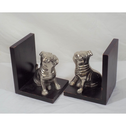 224 - Pair of Art Deco style book ends with metal figures of boxer dogs