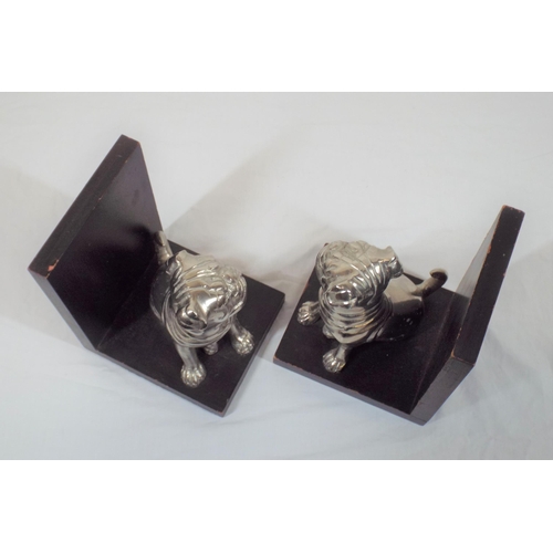 224 - Pair of Art Deco style book ends with metal figures of boxer dogs