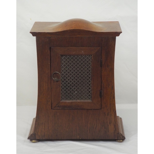 241 - Edwardian inlaid bracket clock with round brass framed dial, on bun feet