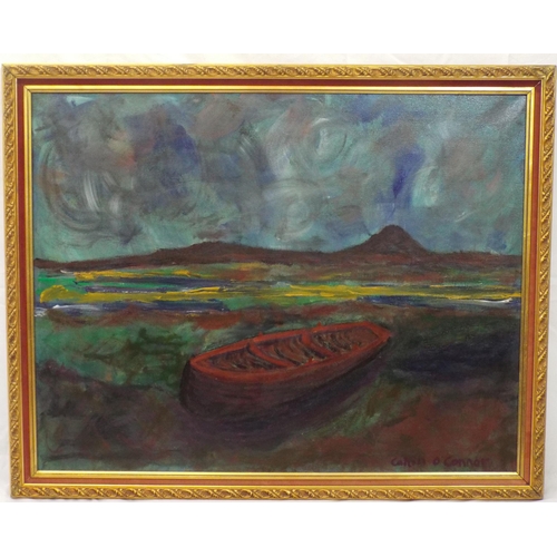 285 - Cahill O'Connor 'Boat on a beach' oil on canvas 70x90cm signed