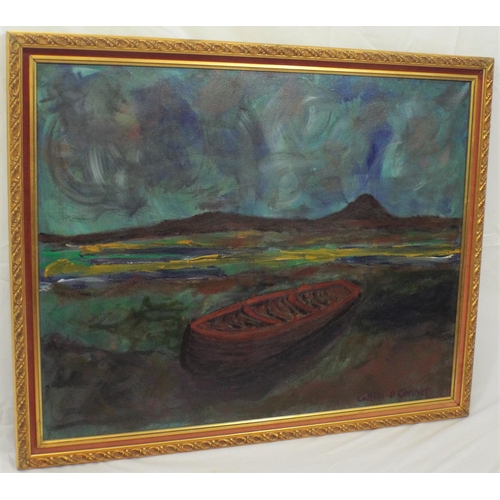 285 - Cahill O'Connor 'Boat on a beach' oil on canvas 70x90cm signed