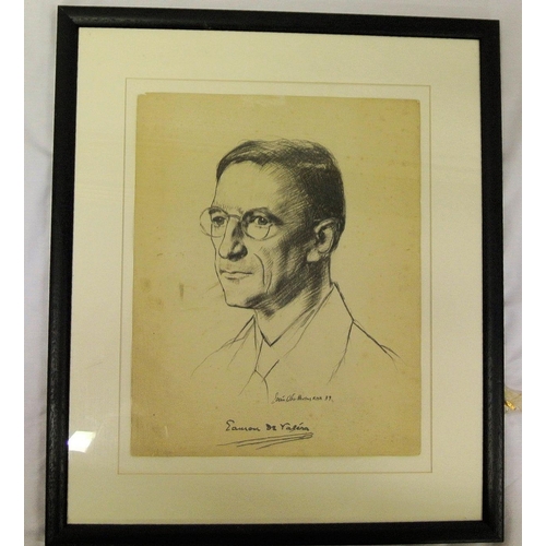 308 - Sean O'Sullivan RHA 'Portrait of Eamonn de Valera' charcoal 32x26cm signed