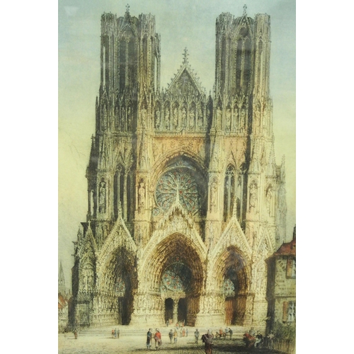 319 - Continental School 'Rheims Cathedral' etching 64 x41cm