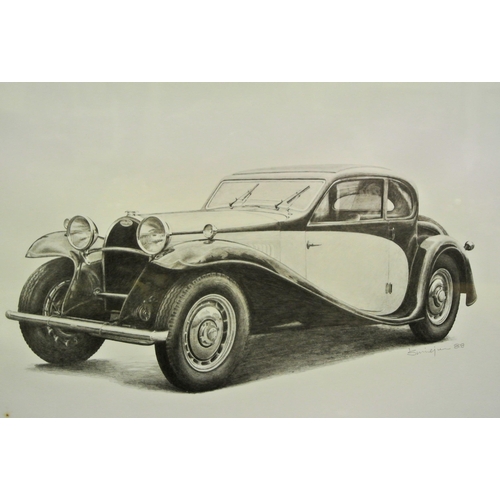 329 - Framed picture of a Bugatti type 50T 27x41cm