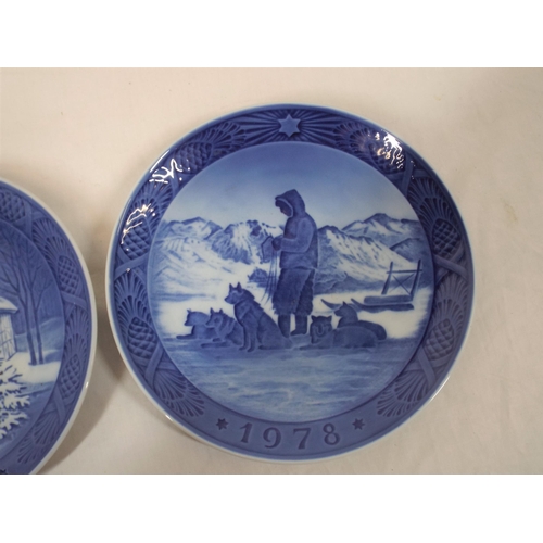 47 - Set of three circular Royal Copenhagen plaques decorated with winter scenes