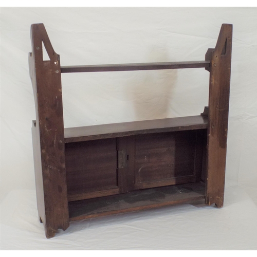 56 - Edwardian mahogany shelf unit with shaped sides and panelled doors