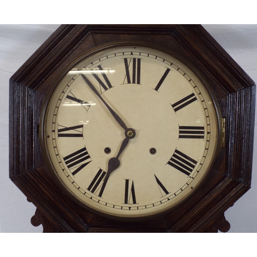 59 - Edwardian mahogany cased regulator clock with framed dial and pendulum