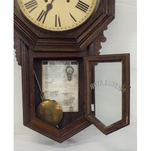 59 - Edwardian mahogany cased regulator clock with framed dial and pendulum