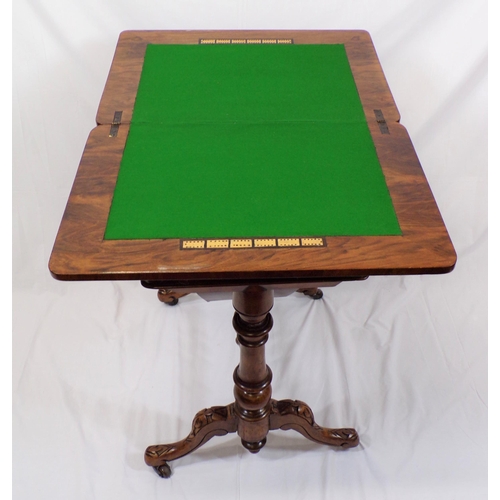 66 - William IV mahogany games and work table with leather chessboard inlaid swivel top, with baize surfa... 