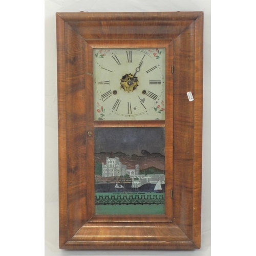 72 - Walnut cased thirty hour clock with extra bushed movement by Jerome & Co., New Haven, Connecticut, U... 