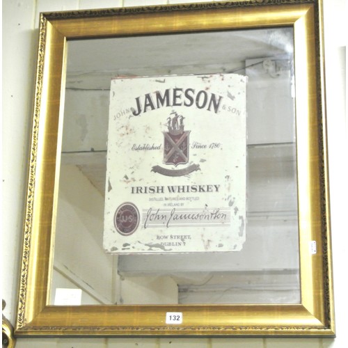 132 - Gilt framed mirrored advertising sign 'Jameson Irish Whiskey'