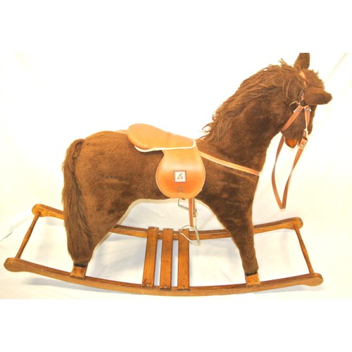 126 - Edwardian style 'Mamas and Papas' rocking horse with leatherette saddle and shaped base