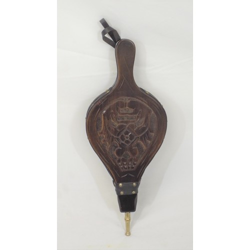 263 - Vintage fire bellows with foliate carving