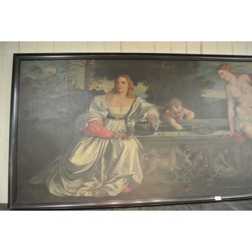 330 - After Titian 'Sacred and profane love' oil on canvas c1800 77x203cm