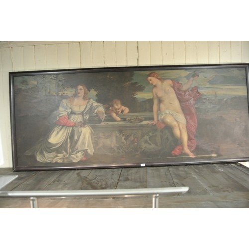 330 - After Titian 'Sacred and profane love' oil on canvas c1800 77x203cm