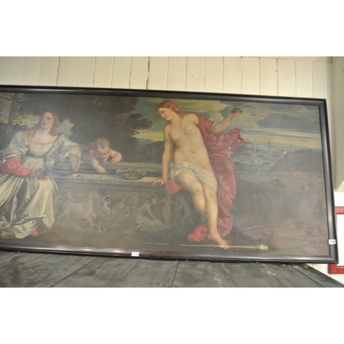 330 - After Titian 'Sacred and profane love' oil on canvas c1800 77x203cm