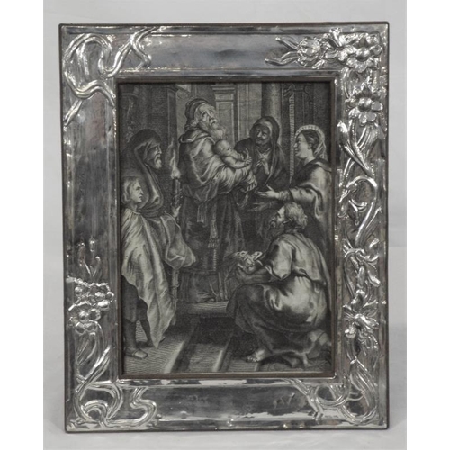 1 - Ornate continental silver photograph frame with foliate decoration. 24x18cm. Stamped .925