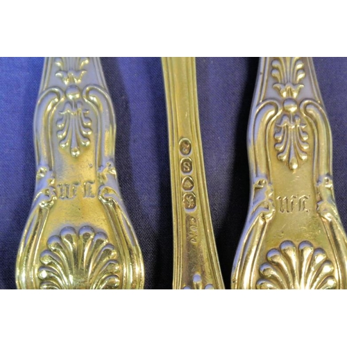 100 - Set of six London silver Kings Pattern forks with shaped handles, dated 1833, 653g